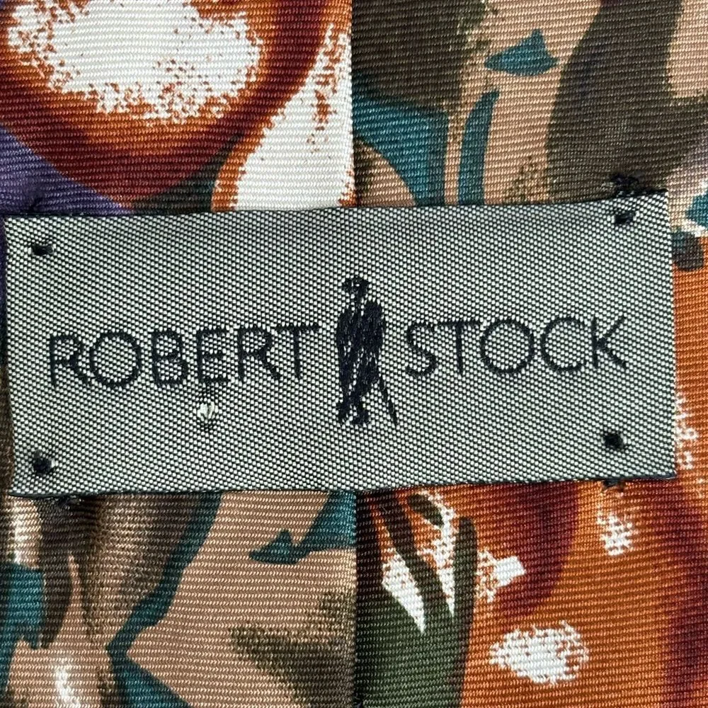 Robert Stock Men's 100% Silk Handmade Floral Short Standard‎ Width Tie
